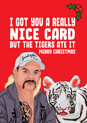 The Tigers Ate It Funny Christmas Card