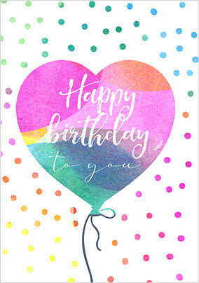 Happy Birthday Heart Balloon Card | Funky Pigeon