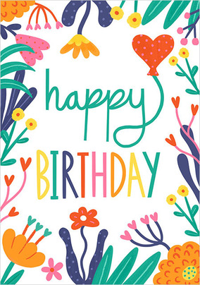 Happy Birthday Floral Border Card | Funky Pigeon