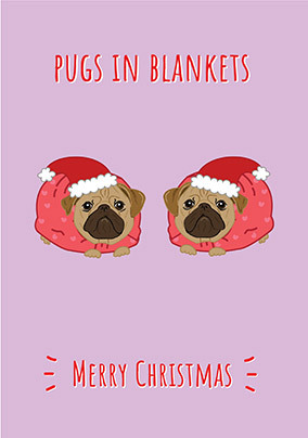 ZDISC 02/03 PETA FLAT FACE DOGS ISSUE - Pugs in Blankets Christmas Card