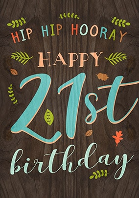Paper Wood Birthday Card - Happy 21st Birthday