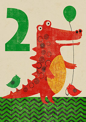 2nd Birthday Crocodile Card