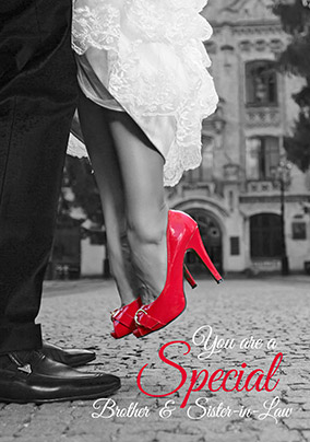 Red Wedding Shoes Brother & Sister-in-Law Wedding Card