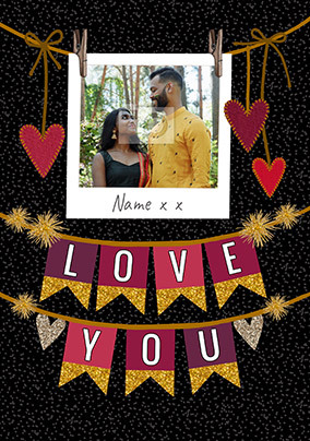 Love You Banners Valentine's Day Photo Card