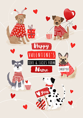 Happy Valentine From The Dog Personalised Card