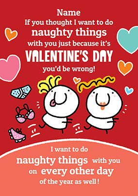 Naughty Things Personalised Valentines Card