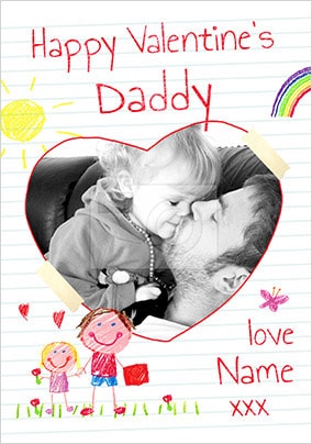 Happy Valentines Daddy Girls Photo Card