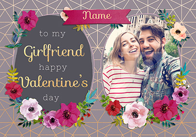 Girlfriend Valentine's Day Photo Upload Card - Neon Blush