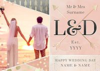 Tap to view All That Shimmers - Photo Upload Initials Wedding Day Card