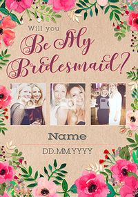 Tap to view Neon Blush - Photo Bridesmaid Wedding Card