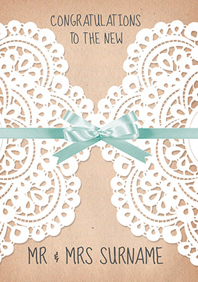Paper Rose - Wedding Card Ribbon and Lace