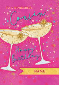 Tap to view Wonderful Cousin Gin Glasses Personalised Birthday Card