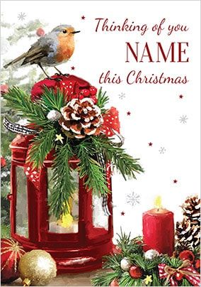 Thinking of You this Christmas Personalised Card  Funky Pigeon