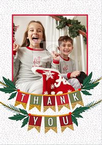 Tap to view Confetti Banners Thank You Photo Christmas card