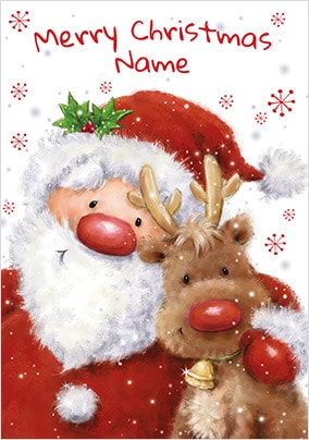 Cute Cuddling Pigs Romantic Christmas Customised Card 