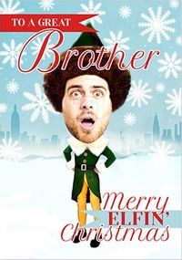 Tap to view Brother Elf Spoof Photo Christmas Card