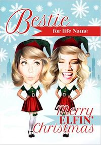 Tap to view Bestie Elf Spoof Photo Christmas Card