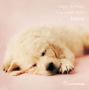 Golden Lab Lovely Sister personalised card | Funky Pigeon