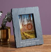 Tap to view Any Text Personalised Slate Photo Frame - Portrait - 2 Line