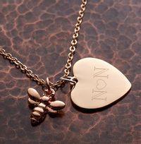 Tap to view Two Initials Bee Charm Heart Necklace - Personalised