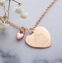 Tap to view Foot Print Heart Charm Heart Necklace - Personalised