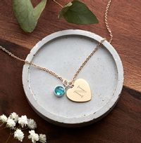 Tap to view Initial Birthstone Heart Necklace - Personalised