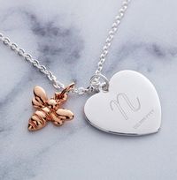 Tap to view Initial & Date Bee Charm Heart Necklace - Personalised