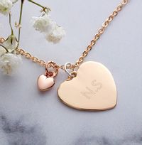 Tap to view Two Initials Love Heart Charm Necklace - Personalised