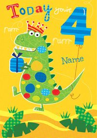 Tap to view Abacus - Four Year Old Birthday Card Dinosaur 4th Birthday