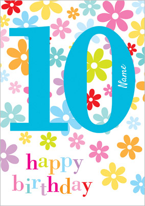 Abacus - Ten Year Old Birthday Card Floral 10th Birthday | Funky Pigeon