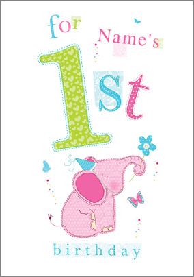 Abacus - One Year Old Birthday Card Elephant 1st Birthday 