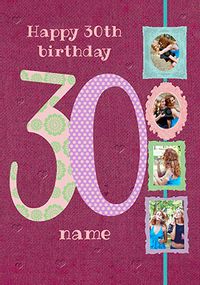 Tap to view Big Numbers - 30th Birthday Card Female Multi Photo Upload