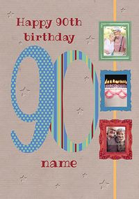 Tap to view Big Numbers - 90th Birthday Card Male Multi Photo Upload