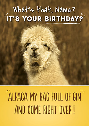 Alpaca My Bags Birthday Card | Funky Pigeon