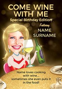 Tap to view Come Wine With Me Spoof Photo Birthday Card