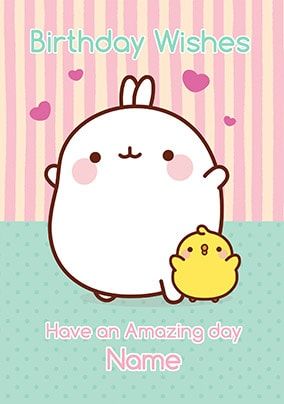 Molang - Birthday Wishes Personalised Card | Funky Pigeon