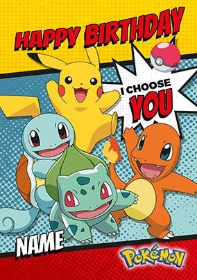 I Choose You! Pokemon Personalised Birthday Card | Funky Pigeon