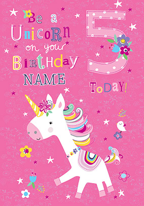 5th Birthday Unicorn Personalised Card | Funky Pigeon