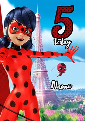 Miraculous Ladybug - 5 Today Personalised Card | Funky Pigeon