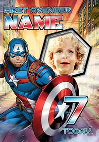 Tap to view Captain America Age 7 Birthday Photo Card