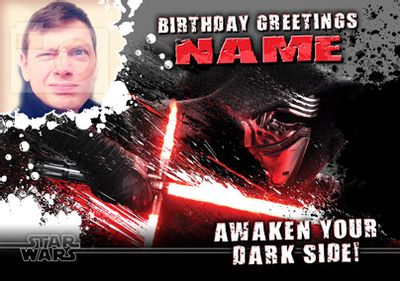 Kylo Ren Dark Side Birthday Card - Star Wars Force Awakens 