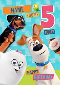 Tap to view Secret Life Of Pets Age 5 Personalised Card