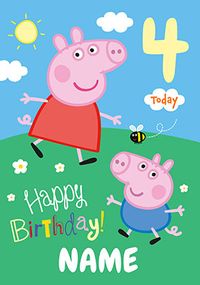 Tap to view Peppa Pig 4 today personalised Birthday Card