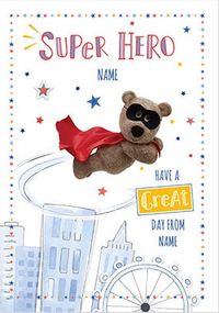 Tap to view Barley Bear Super Hero Personalised Card