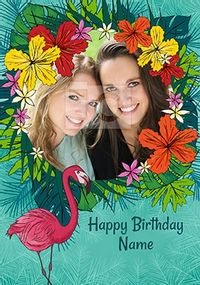 Tap to view Tropical Flamingo Photo Birthday Card