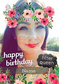 Tap to view Flower Crown Photo Filter Birthday Card