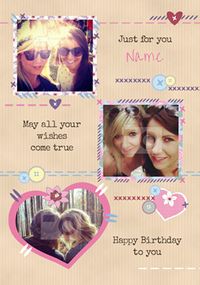 Tap to view Patchwork - Birthday Card Multi Photo Upload Wishes come true
