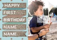 Tap to view To The Stars 1st Birthday Card - Banner Boy