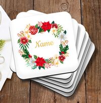 Tap to view Christmas Wreath Personalised Coaster