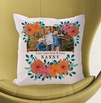 Tap to view Nanny Floral Photo Personalised Cushion
